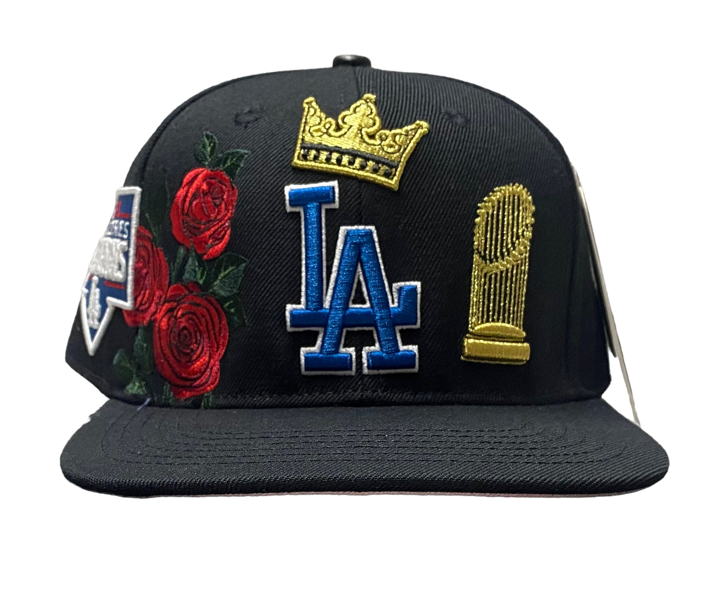 Pro Standard Los Angeles Dodgers Snapback – 2020 Champions Side Patch, Rose Embroidery, Black MLB