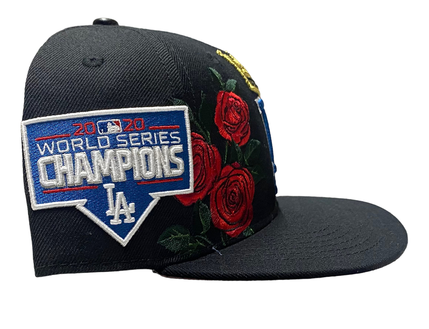 Pro Standard Los Angeles Dodgers Snapback – 2020 Champions Side Patch, Rose Embroidery, Black MLB