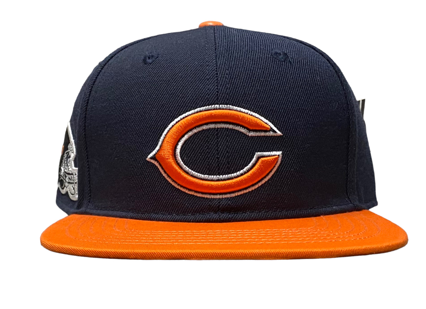 NEW Chicago Bears Pro Standard 2Tone Snapback Hat Navy/Orange Helmet Side Patch