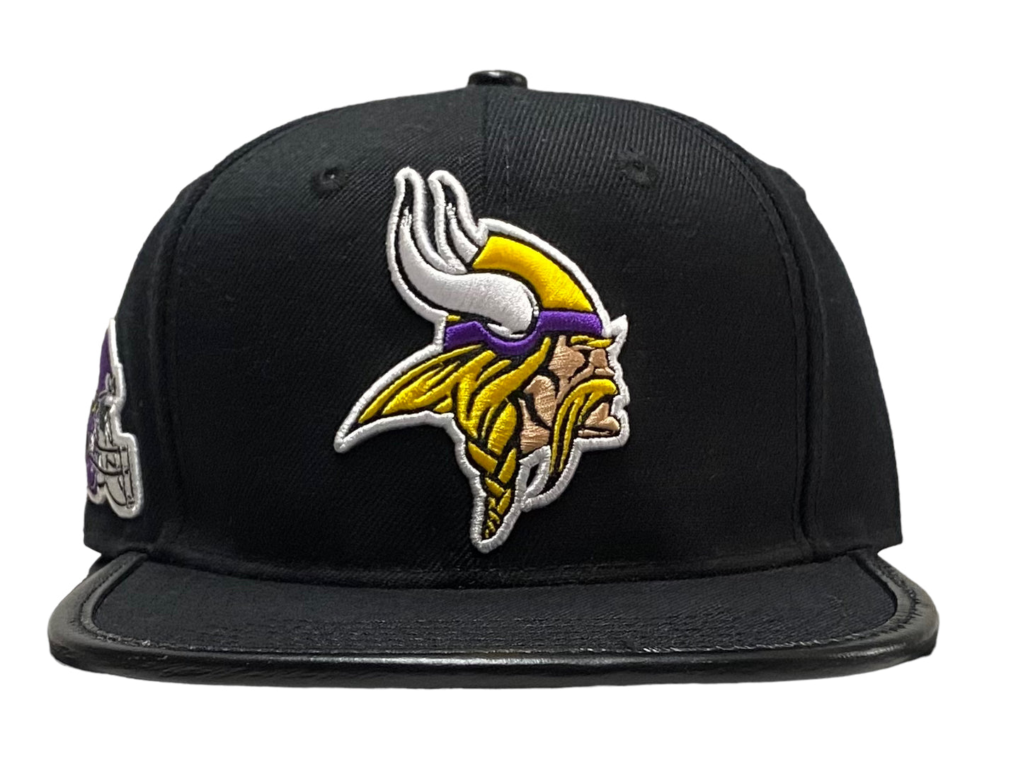 New Minnesota Vikings Pro Standard Black Leather Strap back Mens Adjustable Hat