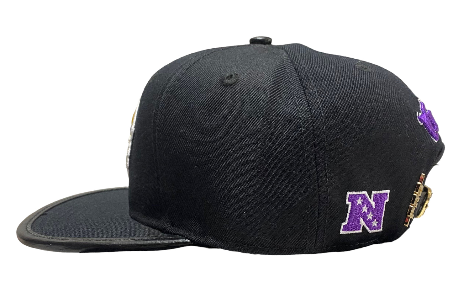 New Minnesota Vikings Pro Standard Black Leather Strap back Mens Adjustable Hat