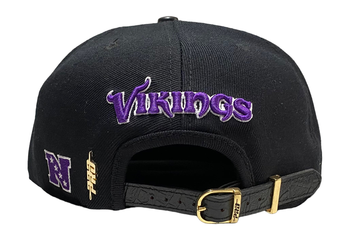 New Minnesota Vikings Pro Standard Black Leather Strap back Mens Adjustable Hat