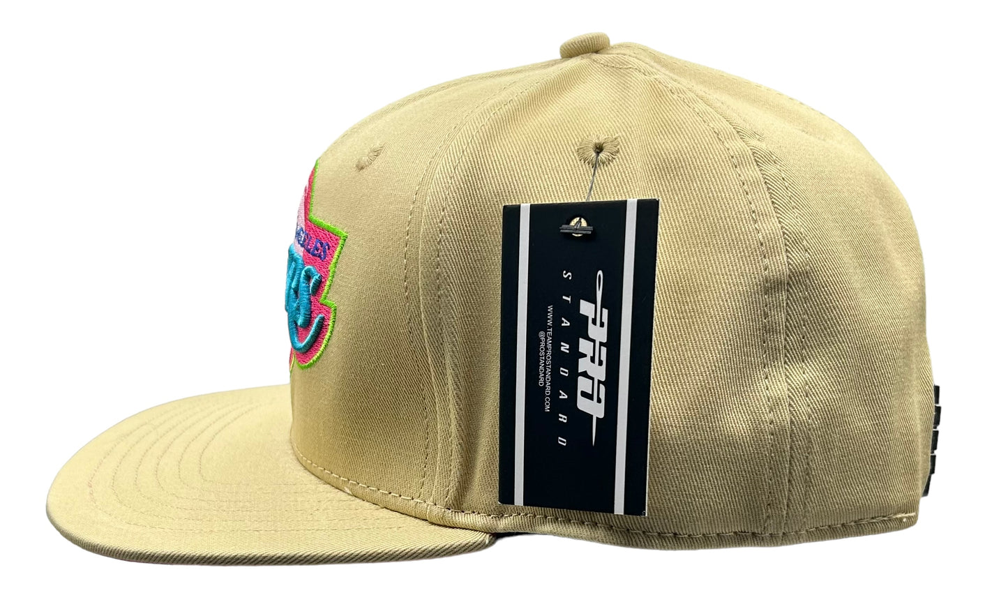 NEW Los Angeles Lakers PRO STANDARD Wool SnapBack Neon Hat Khaki Pink UV