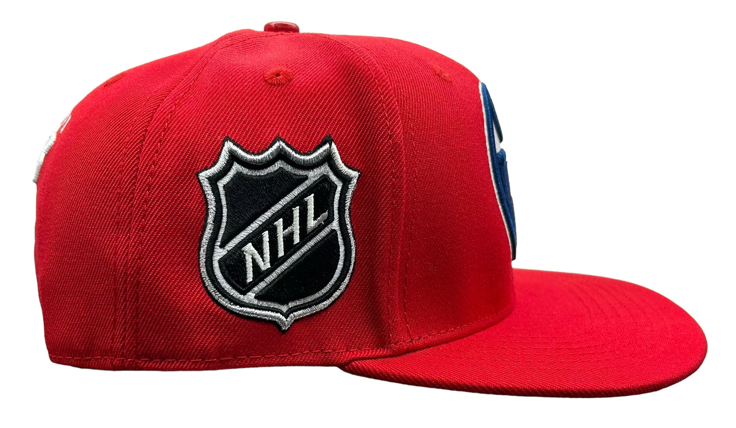 NEW Edmonton Oilers Red Wool SnapBack Hat NHL Official Hockey Cap Flat Brim