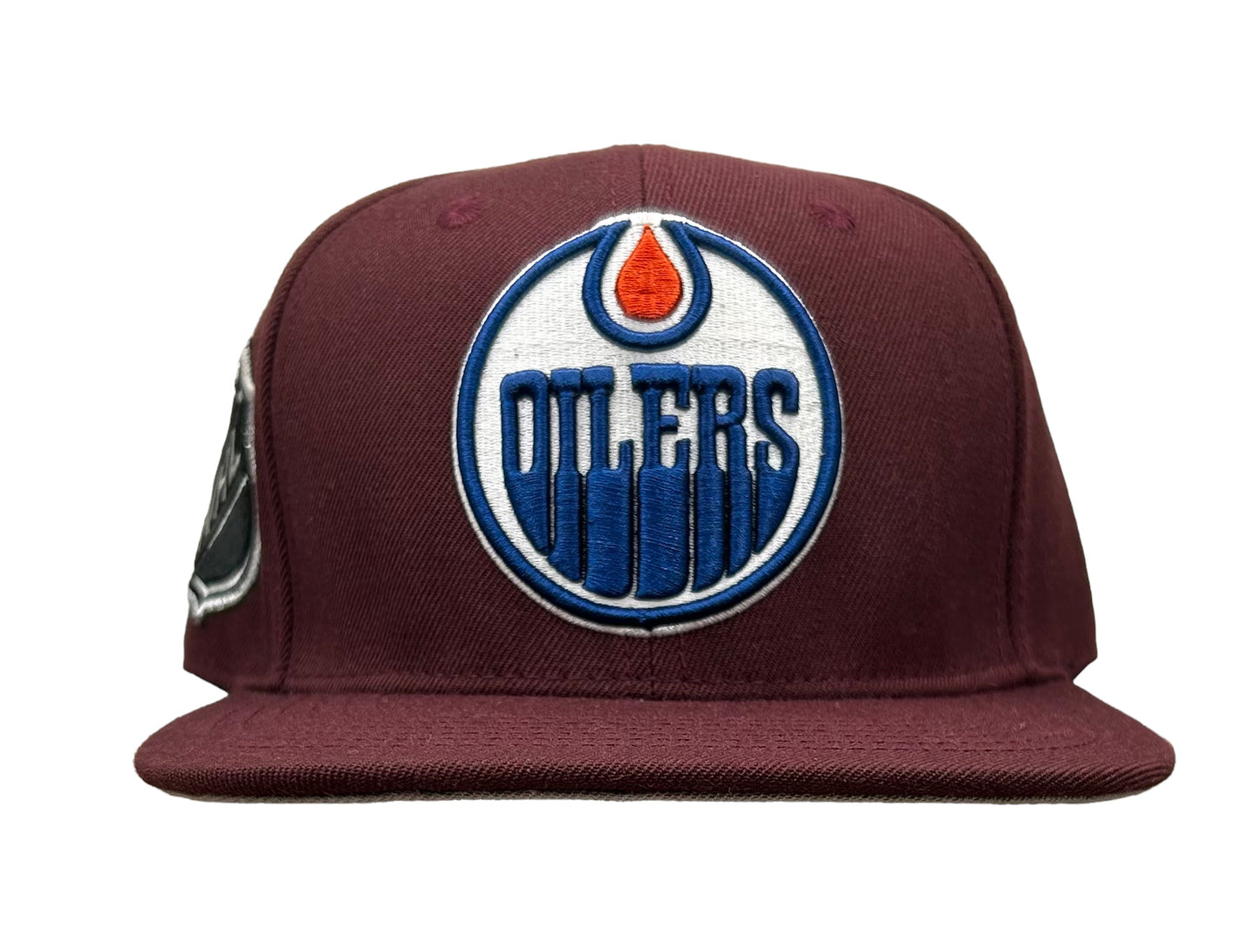 NEW Edmonton Oilers PRO STANDARD Burgundy Wool SnapBack Hat Gray UV Flat Brim