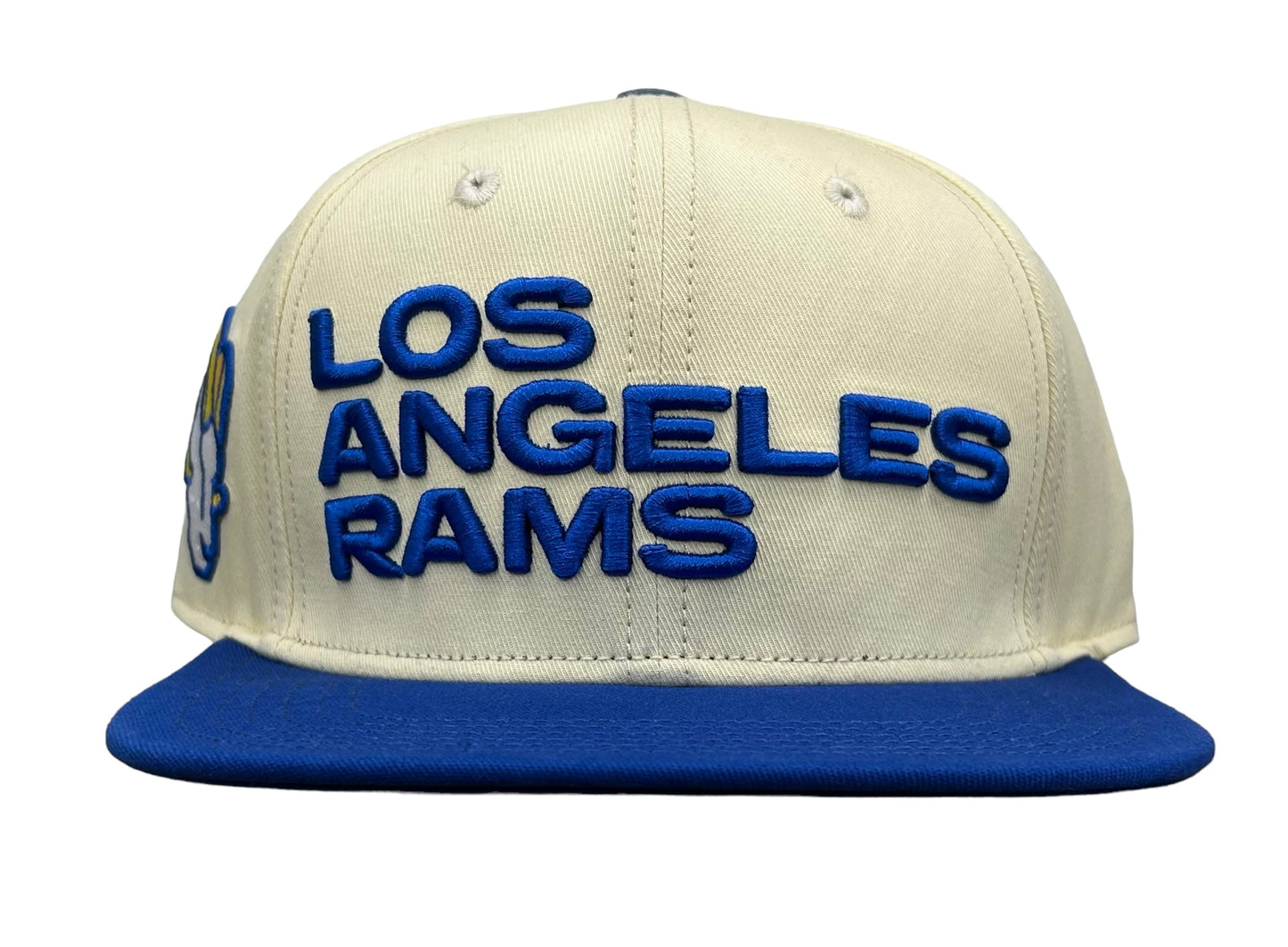 NEW Los Angeles Rams Pro Standard 2 Tone Leather Strapback Hat Beige Blue Cap