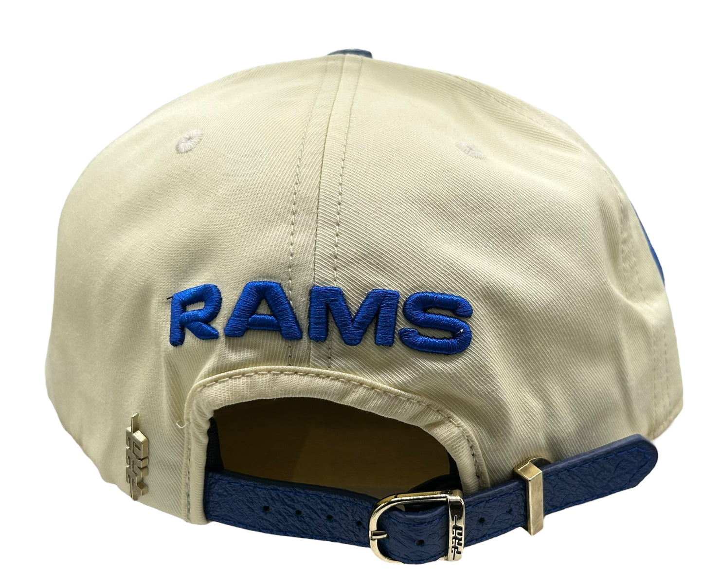 NEW Los Angeles Rams Pro Standard 2 Tone Leather Strapback Hat Beige Blue Cap