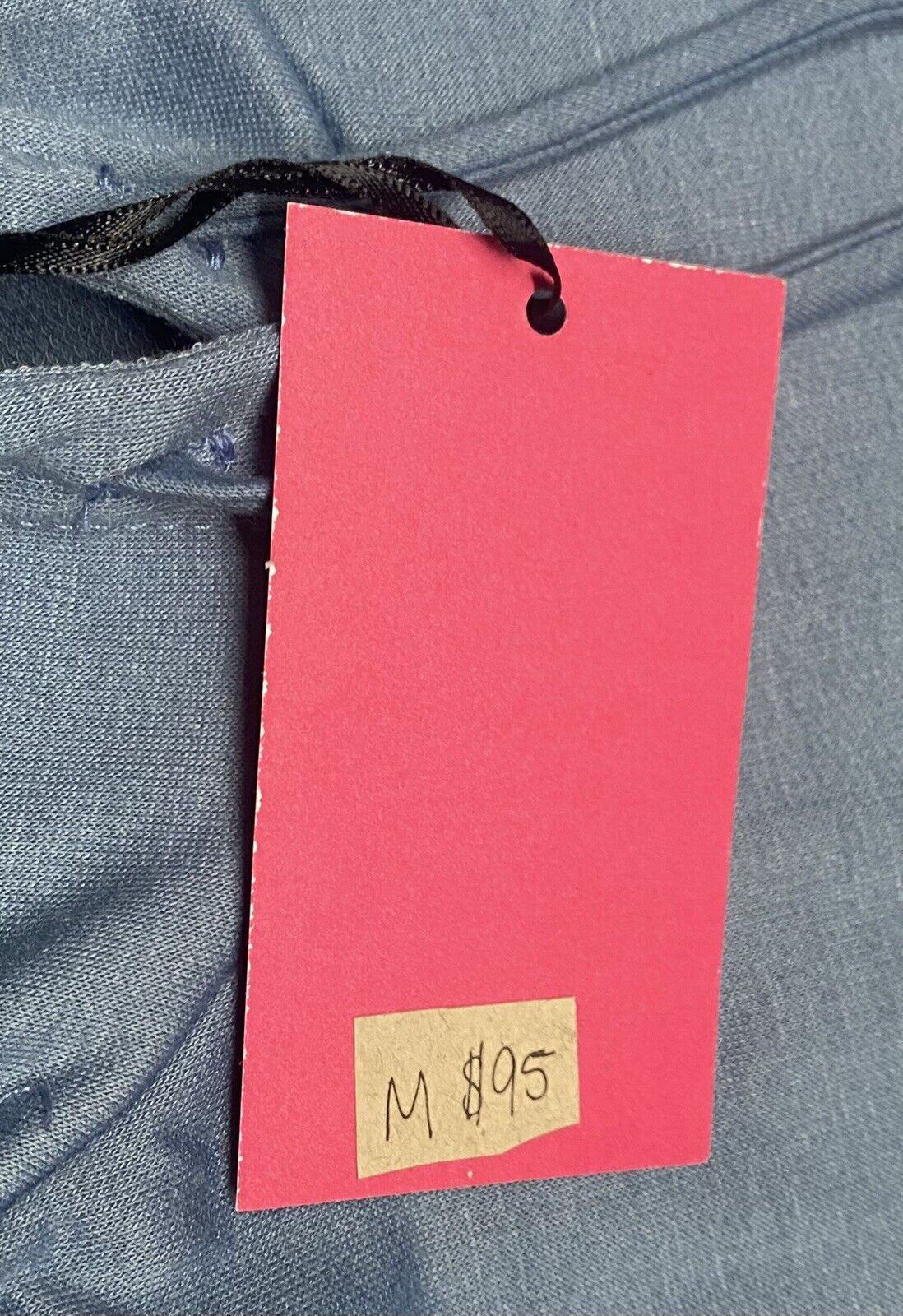 Melissa Masse Blue Kangaroo Pocket Hoodie Dropped Shoulders 3/4 Sleeves