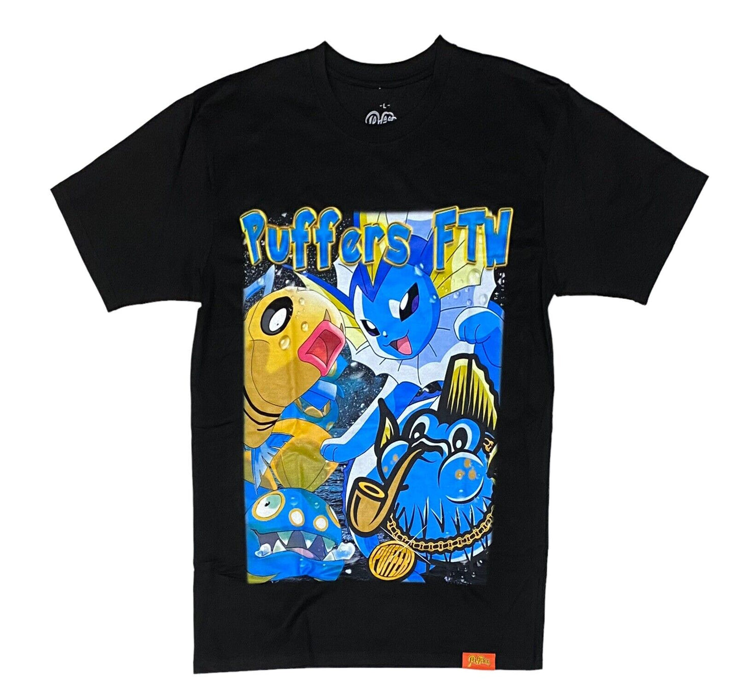 NEW Capn On Melrose Pokémon Type T Shirt Puffers FTW Sz Large Black Defect