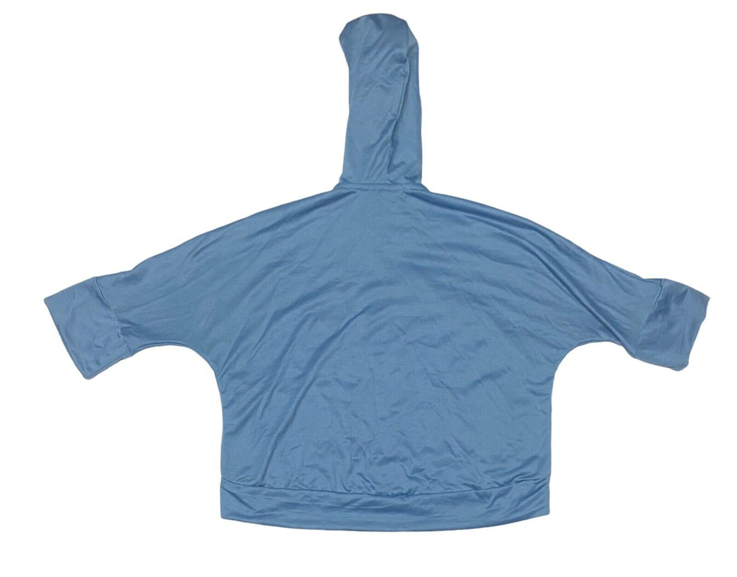Melissa Masse Blue Kangaroo Pocket Hoodie Dropped Shoulders 3/4 Sleeves