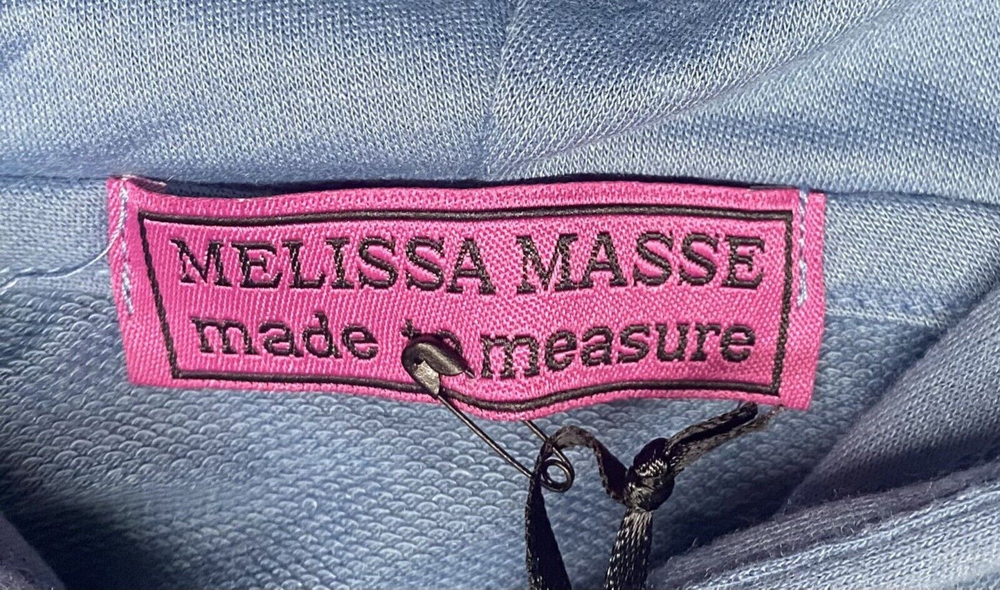 Melissa Masse Blue Kangaroo Pocket Hoodie Dropped Shoulders 3/4 Sleeves