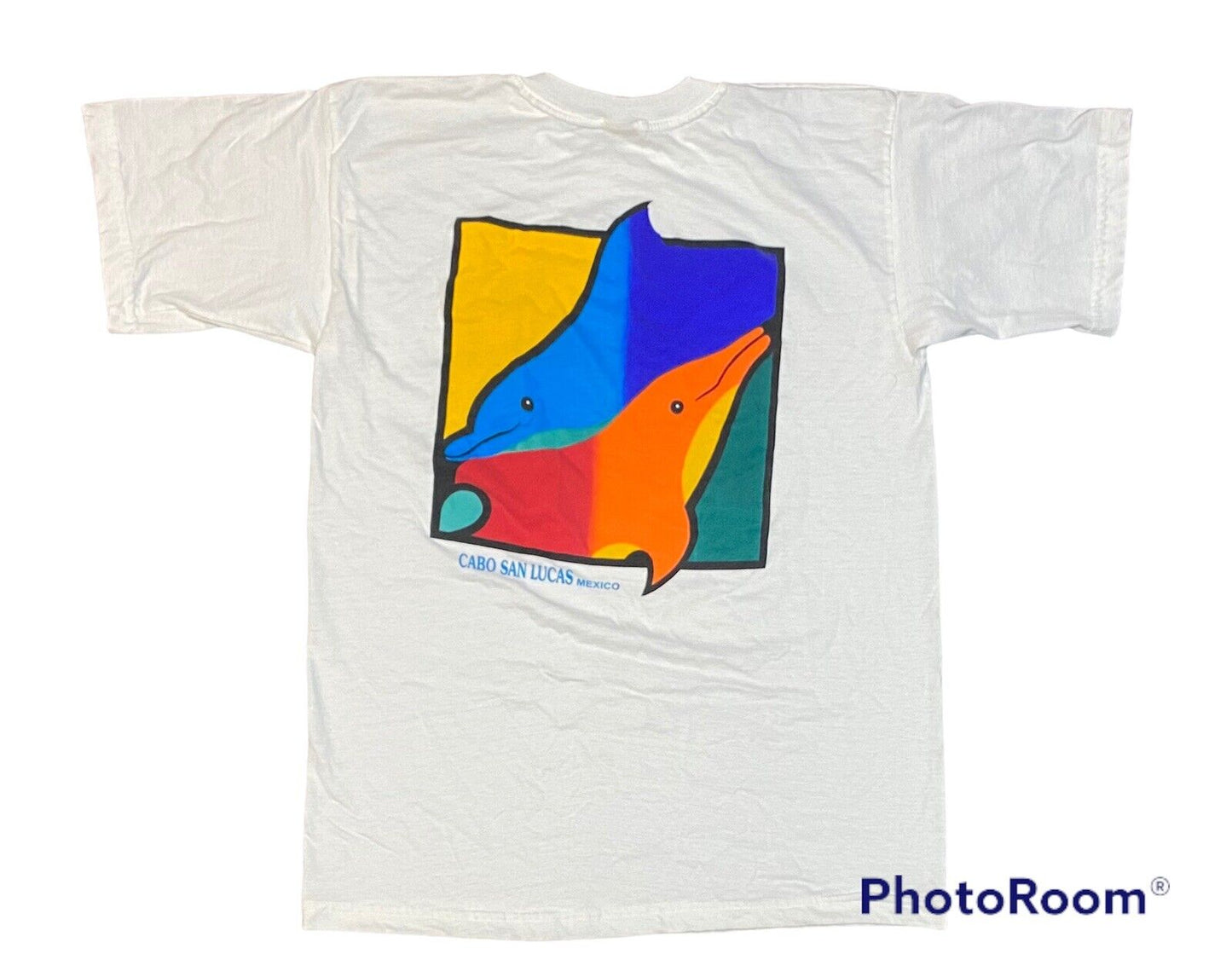 Vintage Cabo San Lucas Mexico Dolphins Neon Colors T Shirt 90s Vtg