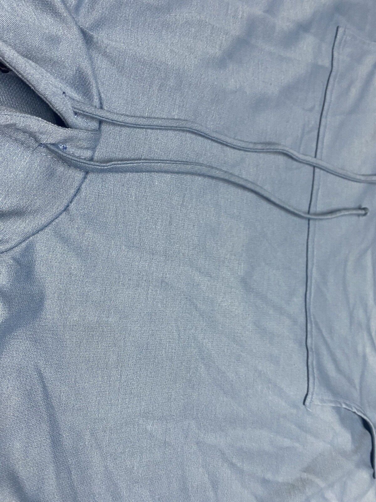Melissa Masse Blue Kangaroo Pocket Hoodie Dropped Shoulders 3/4 Sleeves
