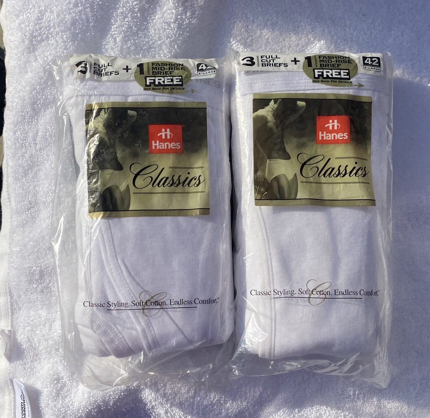 VTG Lot Of 2 New Hanes Classics Full Cut Briefs 3+1 Mid Rise Brief Size XL 42