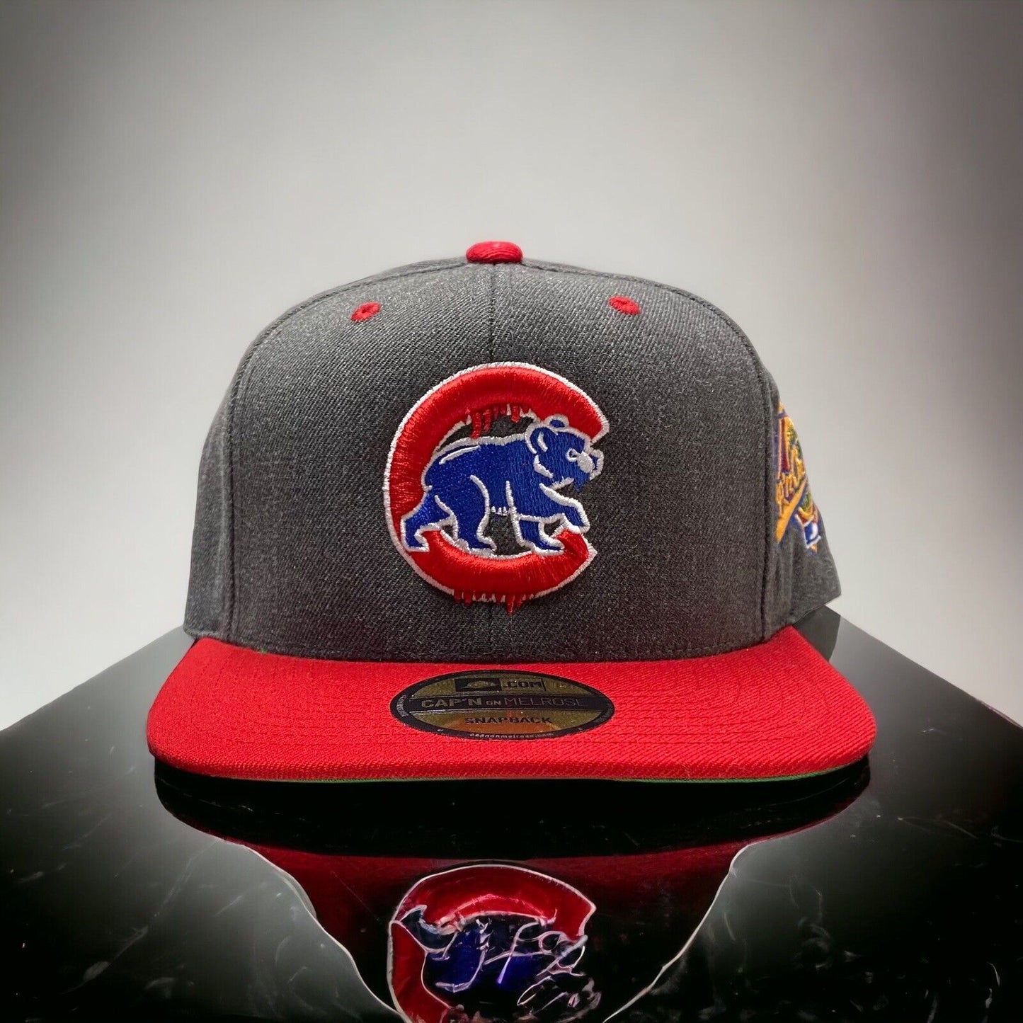NEW Chicago Cubs Capn On Melrose SnapBack Hat Gray Red Green UV Mens Adjustable