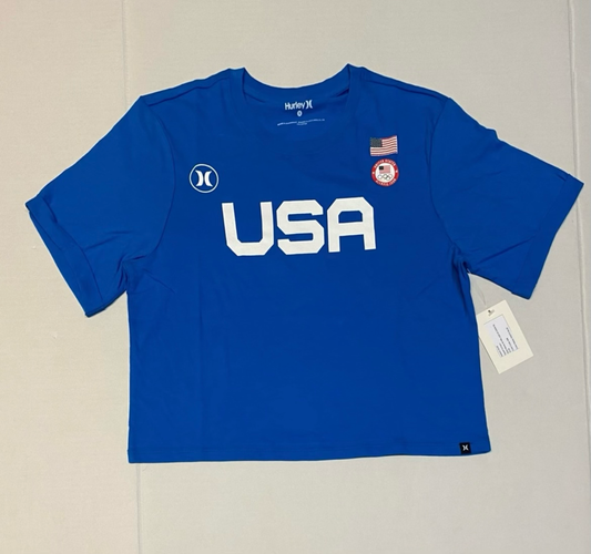 New Hurley Women’s short sleeve Tee Slightly Cropped Small USA