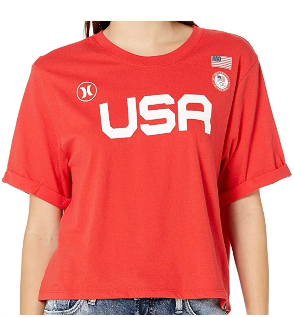 New Hurley Women’s short sleeve Tee Slightly Cropped Small USA