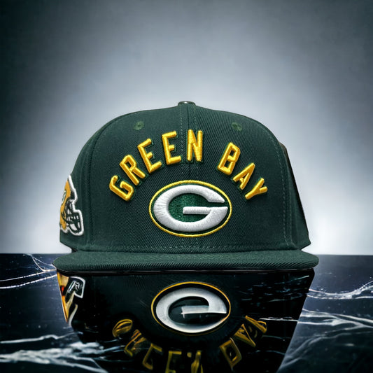 NEW Green Bay Packers PRO STANDARD SnapBack Stacked Logos Helmet Side Patch Hat