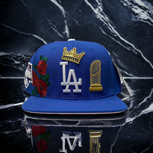 NEW LOS ANGELES DODGERS CITY DOUBLE FRONT LOGO SNAPBACK HAT Pro standard Pink UV