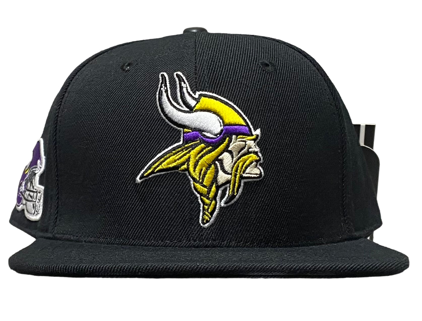 NEW Pro Standard Minnesota Vikings Black Flat Brim Big Viking Logo Helmet Patch