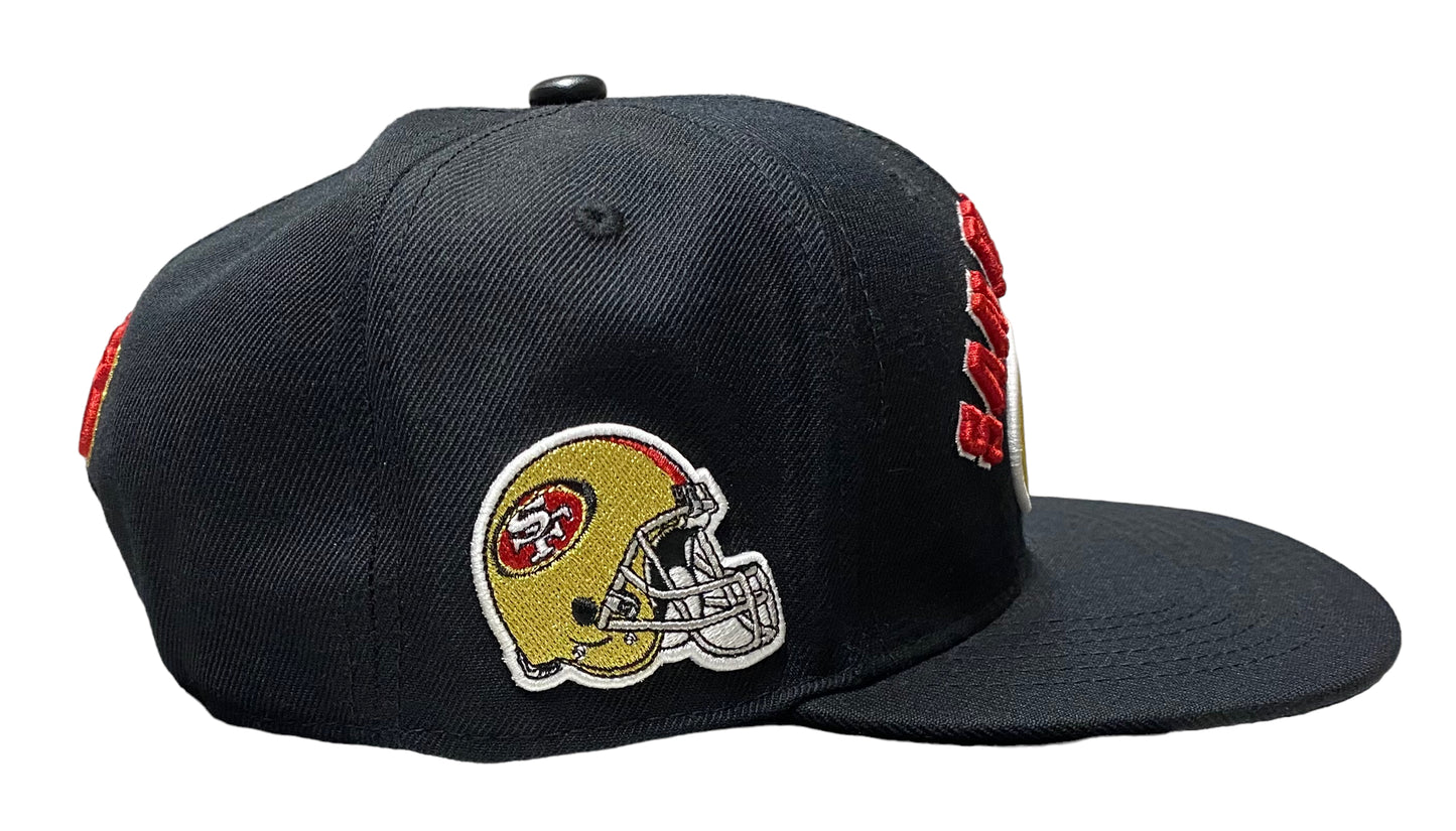 NEW San Francisco 49ers Pro Standard Black SnapBack Flat Brim Helmet Side Patch