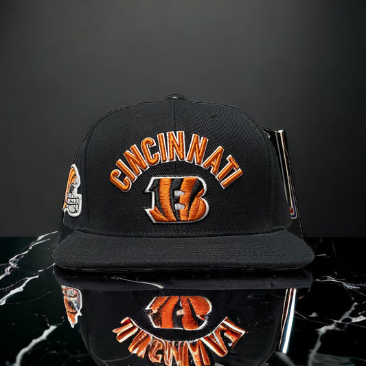 New Cincinnati Bengals Black Stacked Logo Pro Standard SnapBack