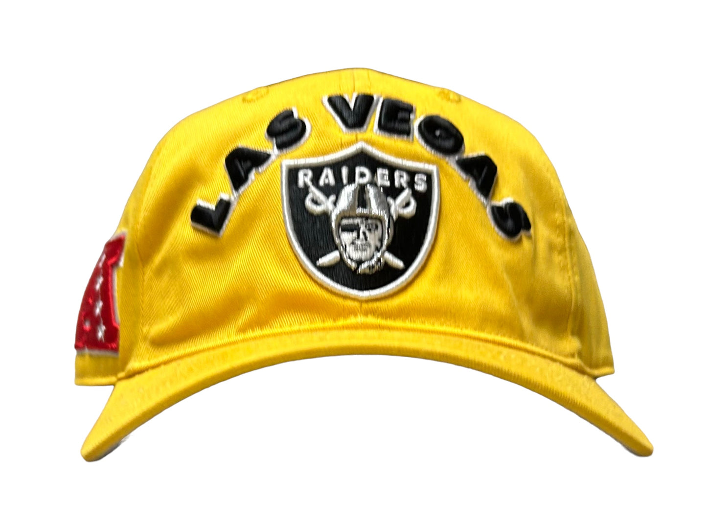 NEW Las Vegas Raiders PRO STANDARD Dad Hat Leather Strapback Cap Yellow Gray UV