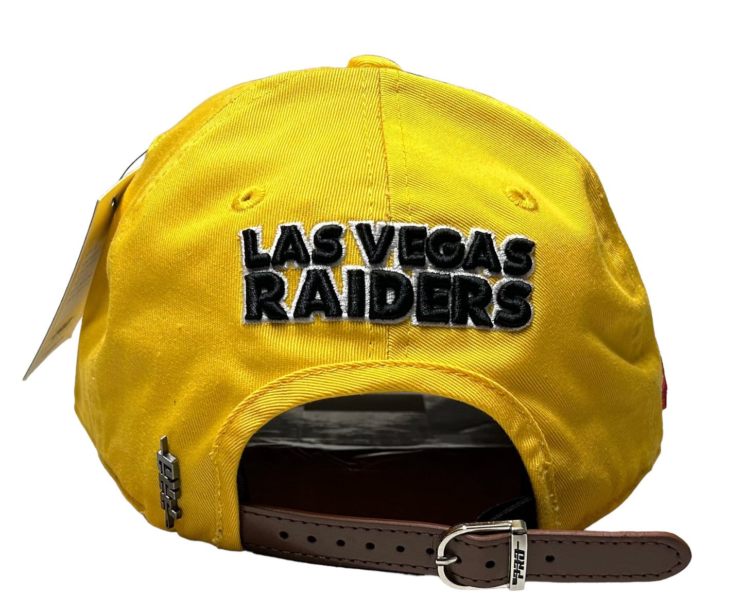 NEW Las Vegas Raiders PRO STANDARD Dad Hat Leather Strapback Cap Yellow Gray UV