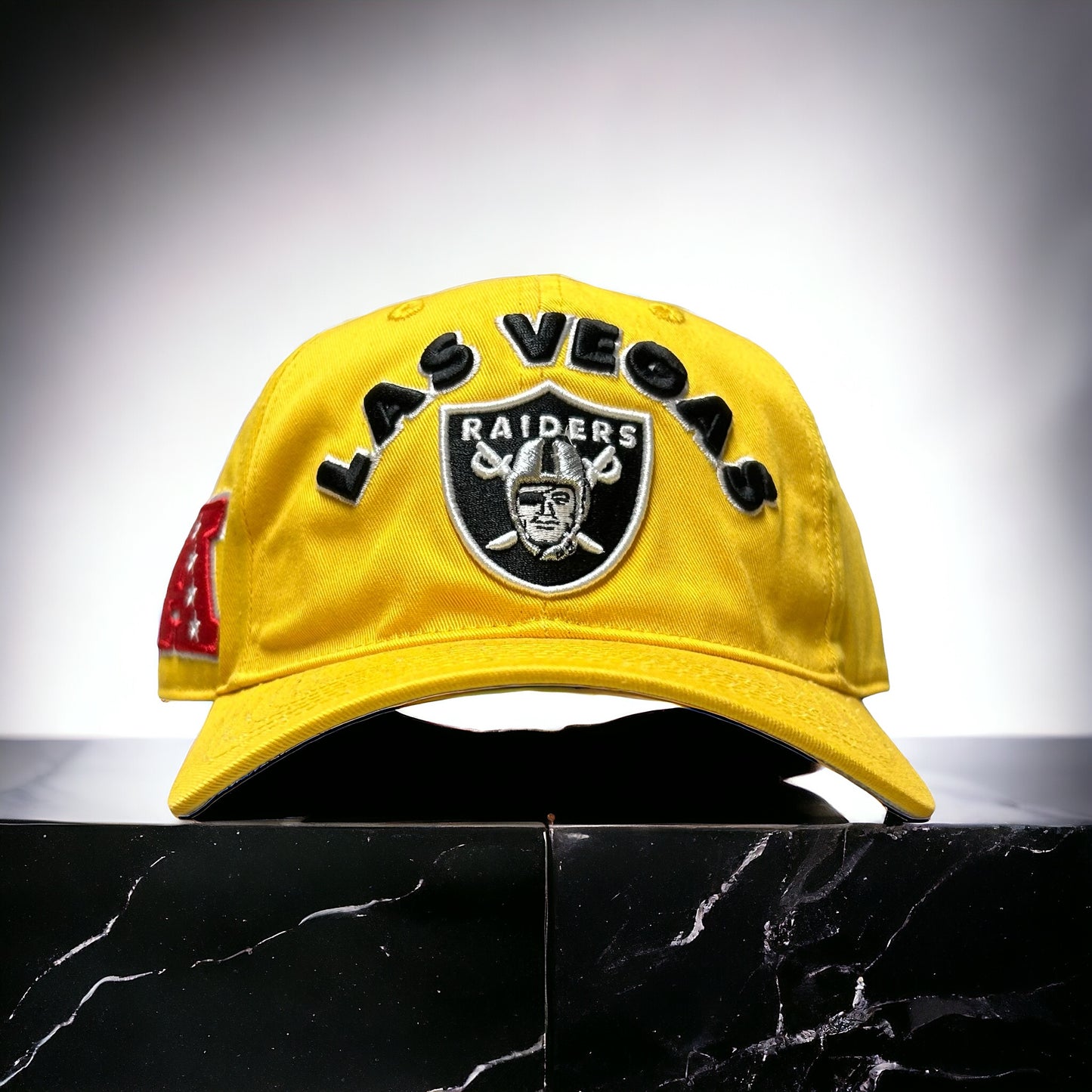 NEW Las Vegas Raiders PRO STANDARD Dad Hat Leather Strapback Cap Yellow Gray UV