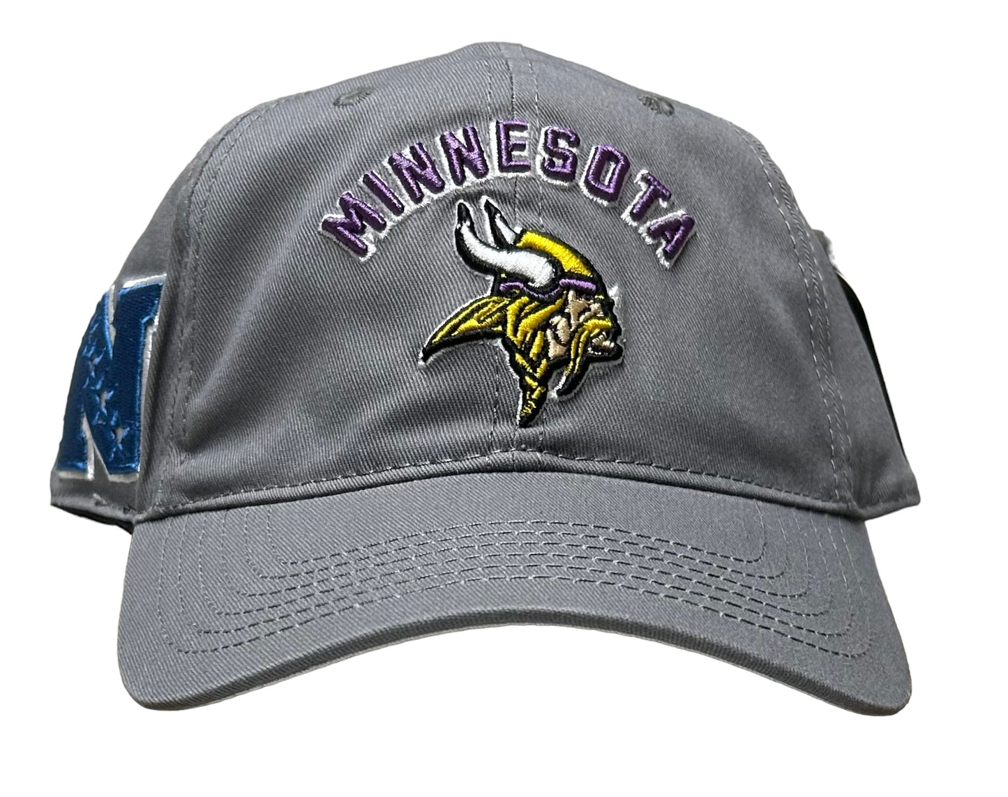 NEW Minnesota Vikings PRO STANDARD Leather Strapback Dad Hat Gray Curved Brim