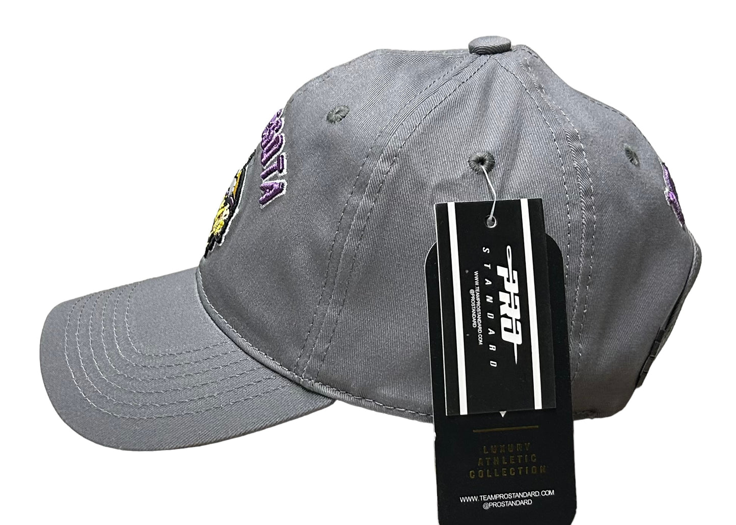 NEW Minnesota Vikings PRO STANDARD Leather Strapback Dad Hat Gray Curved Brim