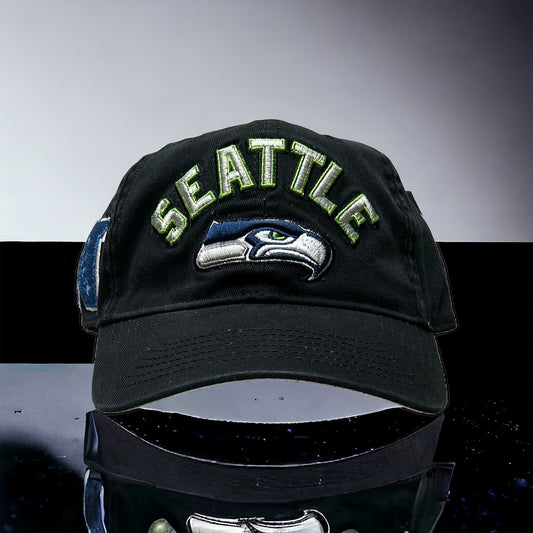 NEW Seattle Seahawks PRO STANDARD Leather Strapback Dad Hat Curved Brim Black
