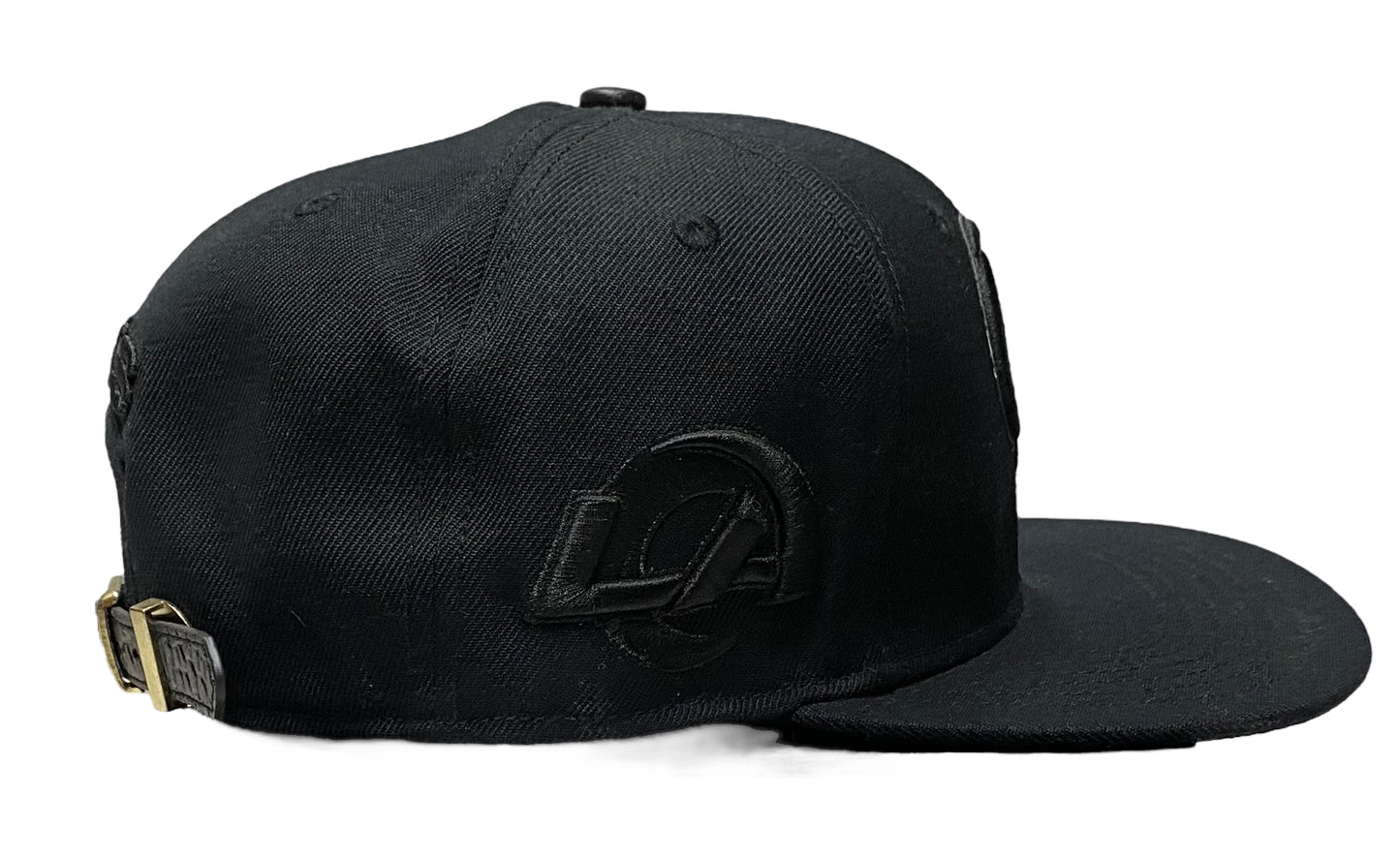 NEW Men's NFL Los Angeles Rams Pro Standard Triple Black Leather Strap back