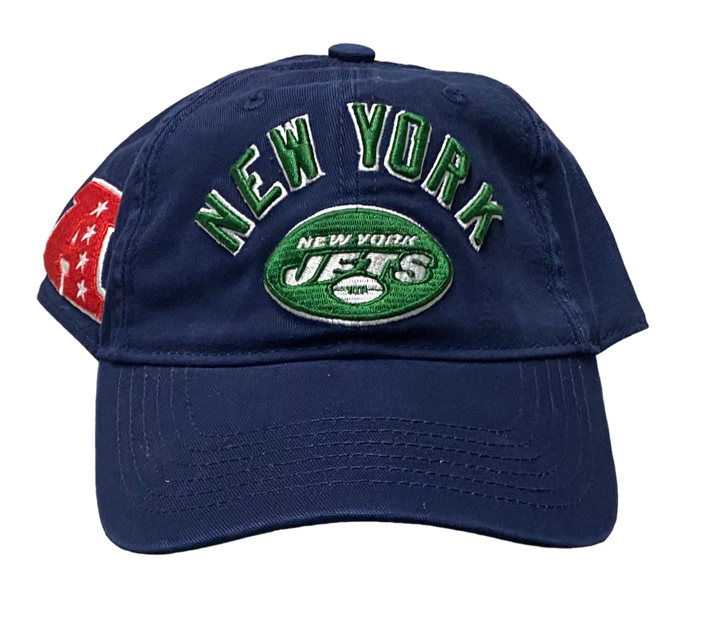 New York Jets Pro Standard Leather Strap back Dad Hat Blue NFL AFC Side Patch