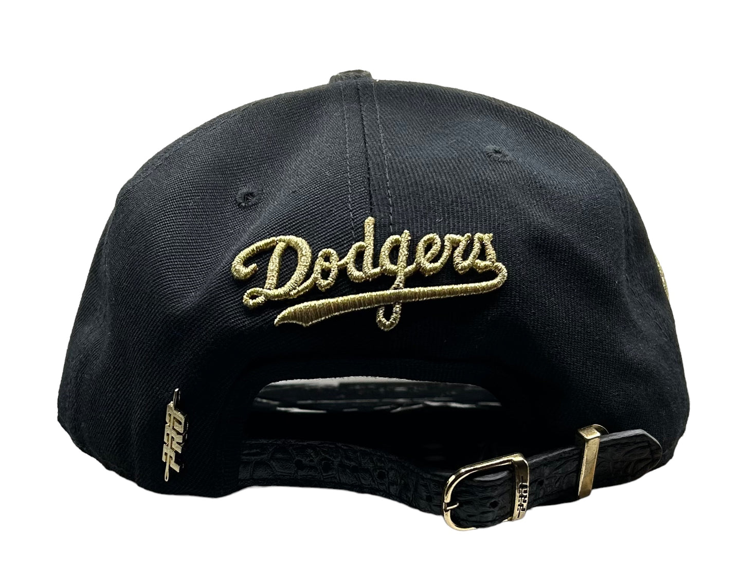 NEW Los Angeles Dodgers PRO STANDARD Leather Brim Strapback Hat Black Gold