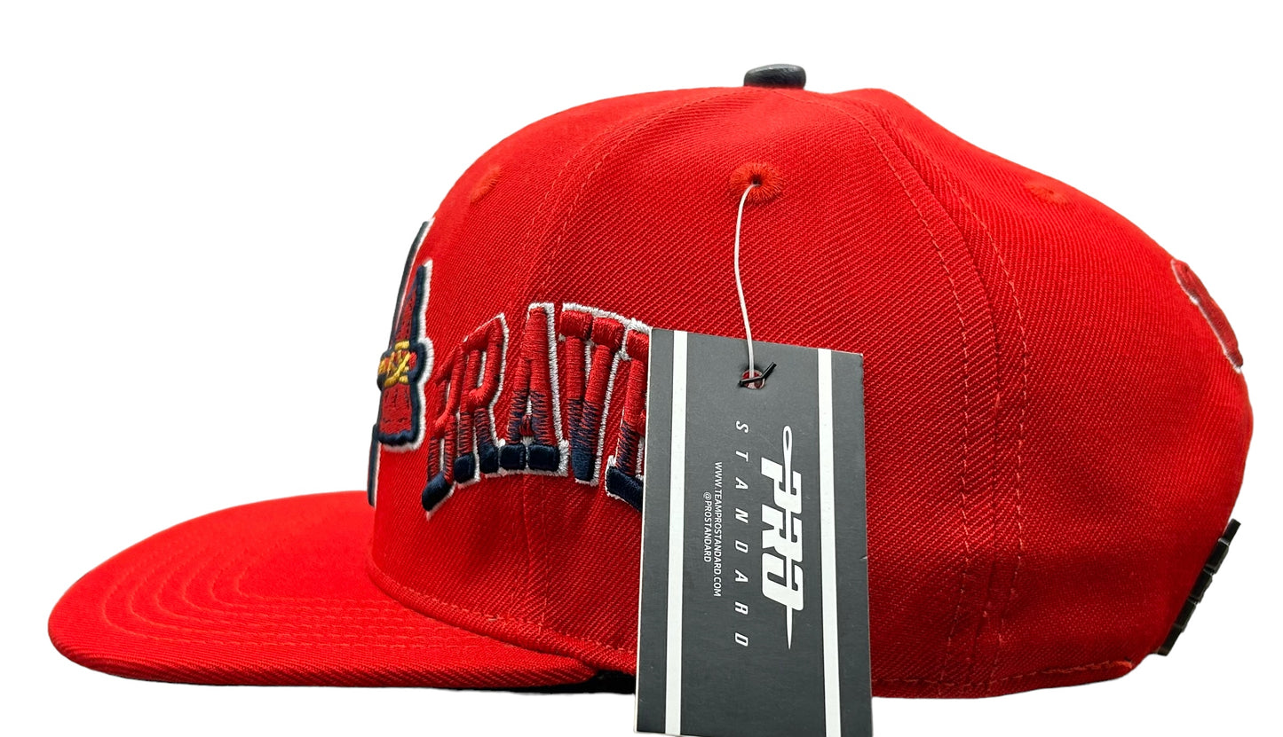 NEW MLB Atlanta Braves PRO STANDARD SnapBack Hat Red Side Logo Navy Blue UV