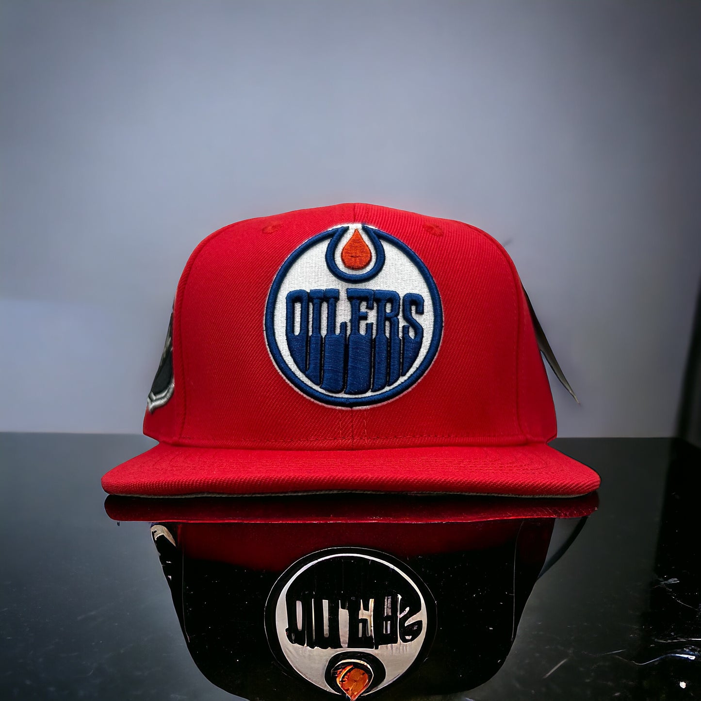 NEW Edmonton Oilers Red Wool SnapBack Hat NHL Official Hockey Cap Flat Brim