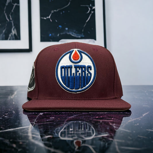 NEW Edmonton Oilers PRO STANDARD Burgundy Wool SnapBack Hat Gray UV Flat Brim