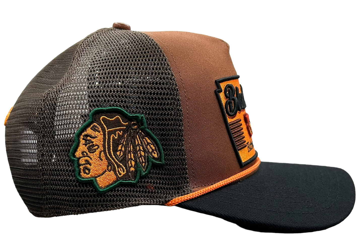 NEW Chicago Blackhawks Pro Standard Trucker SnapBack Hat Curved Brim Black Brown