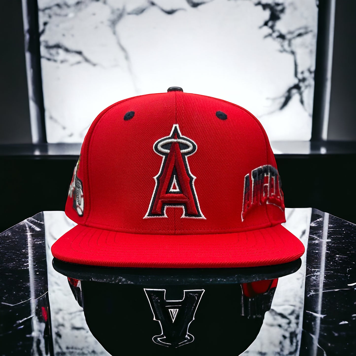 NEW Los Angeles Angels PRO Standard Red Snapback Hat Flat Brim Cap Side Script