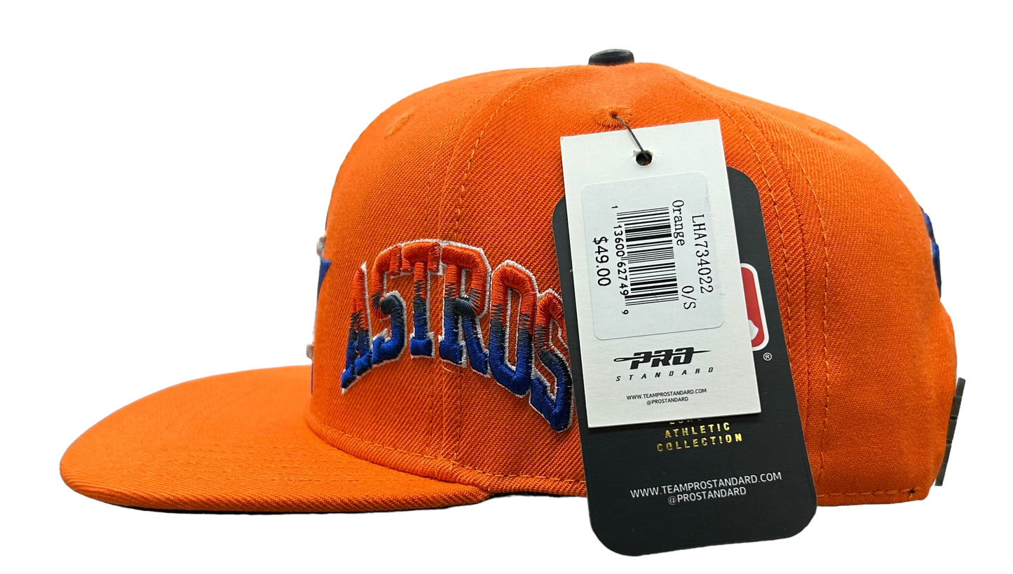 NEW Houston Astros PRO STANDARD Orange Snapback Hat Side Script Logo Blue UV