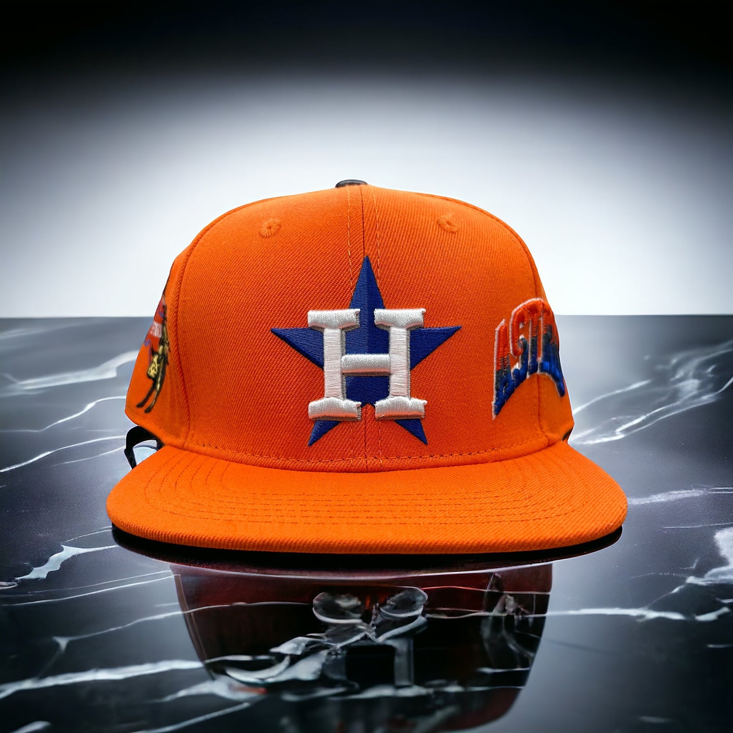 NEW Houston Astros PRO STANDARD Orange Snapback Hat Side Script Logo Blue UV