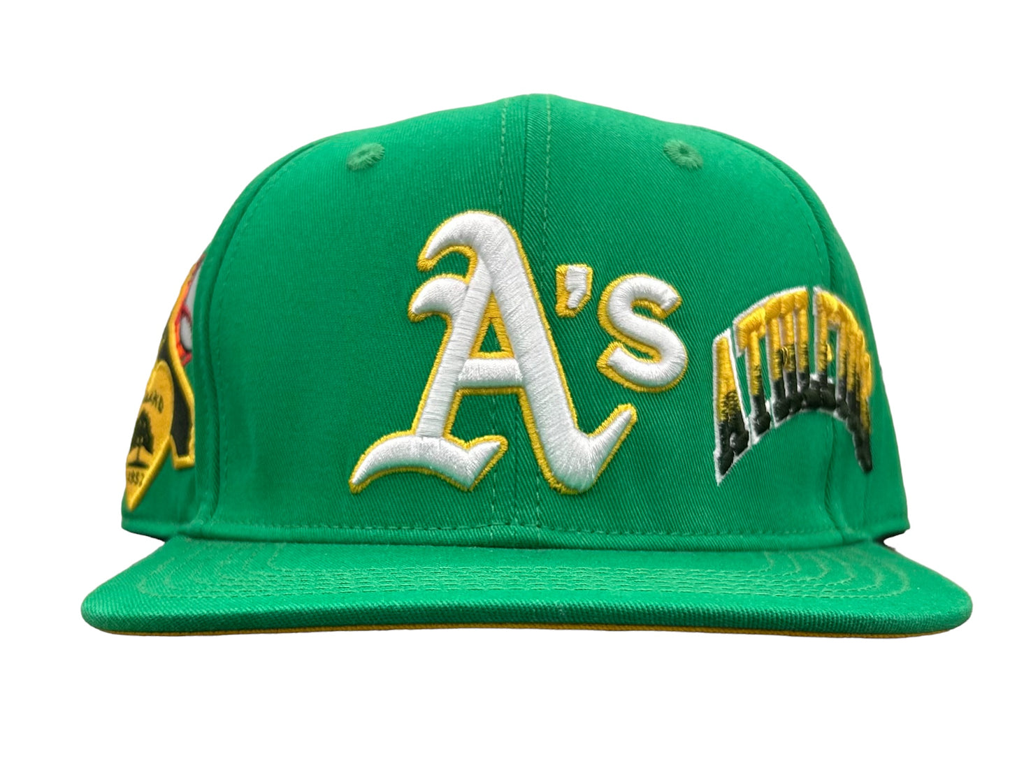 NEW Oakland Athletics PRO STANDARD SnapBack Side Script Logo Green Cap Flat Brim