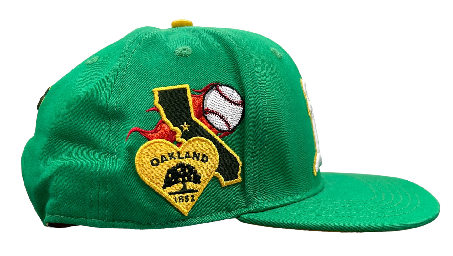 NEW Oakland Athletics PRO STANDARD SnapBack Side Script Logo Green Cap Flat Brim