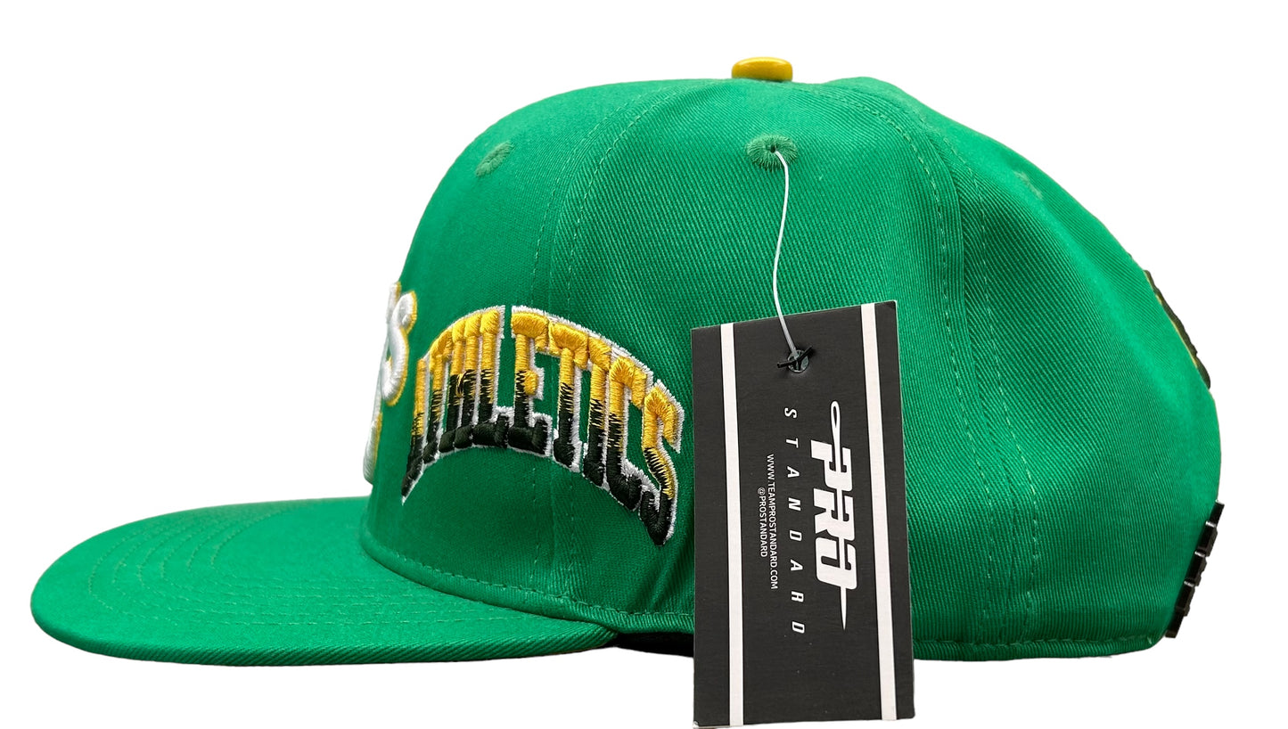 NEW Oakland Athletics PRO STANDARD SnapBack Side Script Logo Green Cap Flat Brim