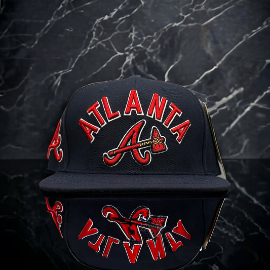 NEW Atlanta Braves PRO STANDARD Navy Blue SnapBack Hat Flat Brim Cap