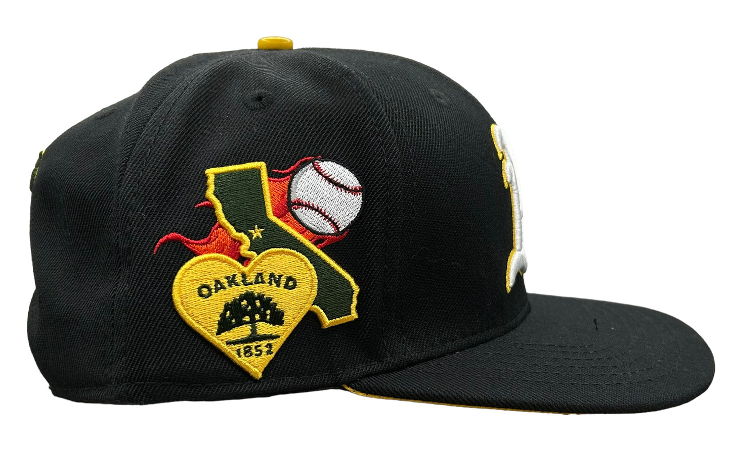 NEW Oakland Athletics PRO STANDARD Side Script Black SnapBack Hat Flat Brim Cap