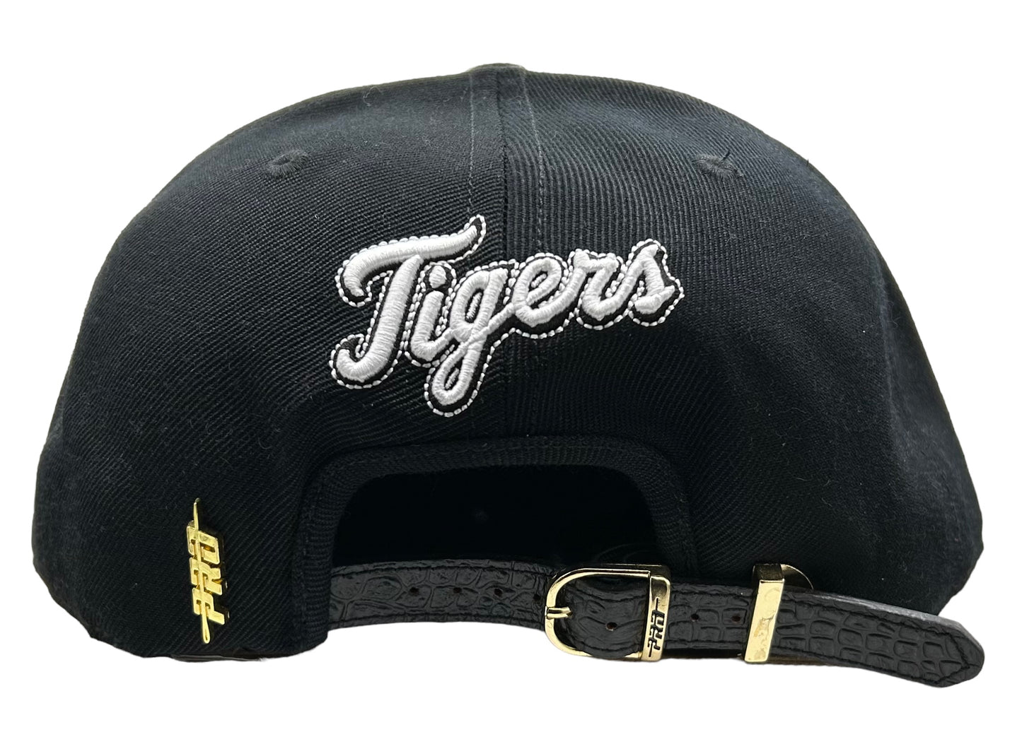 NEW Detroit Tigers PRO STANDARD Leather SnapBack Hat  Black Script Flat Brim Cap