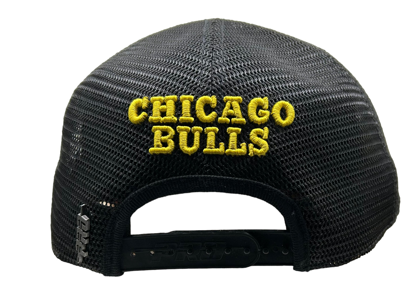 NEW Chicago Bulls PRO STANDARD Trucker SnapBack Flat Brim Cap  Black/Neon Red UV