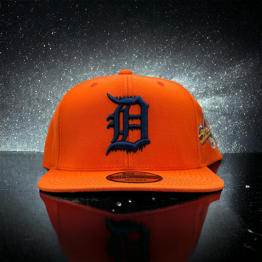 New Detroit Tigers Capn On Melrose Orange SnapBack Hat Flat Brim Cap Green UV